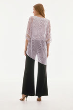 Signature by Joseph Ribkoff Chiffon Top in Vanilla Black Dots 251774