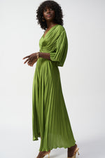 Joseph Ribkoff Pleated Satin Midi in Greenery 251903