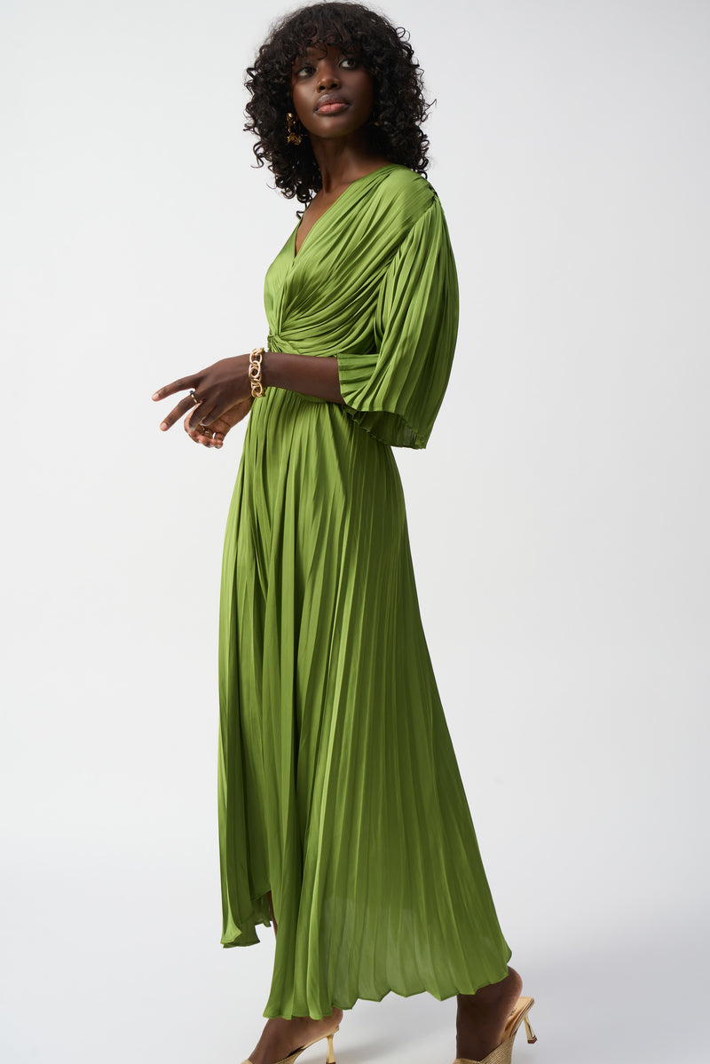 Joseph Ribkoff Pleated Satin Midi in Greenery 251903