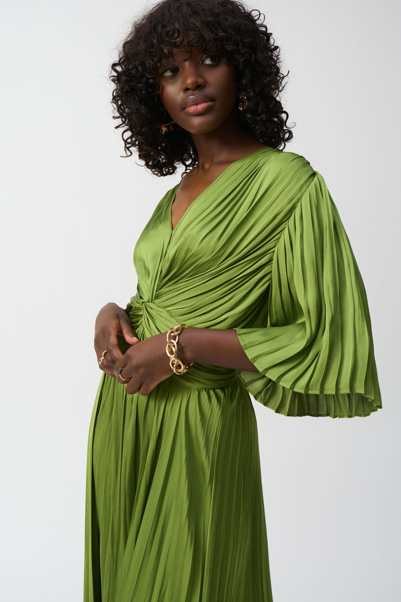 Joseph Ribkoff Pleated Satin Midi in Greenery 251903