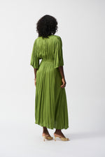 Joseph Ribkoff Pleated Satin Midi in Greenery 251903