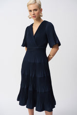 Joseph Ribkoff Pleated Fit & Flare Dress in Midnight 251905