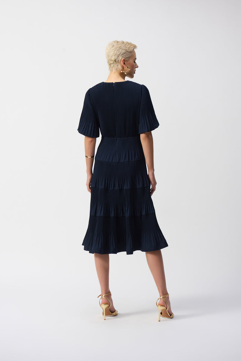 Joseph Ribkoff Pleated Fit & Flare Dress in Midnight 251905