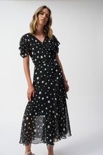 Joseph Ribkoff Chiffon Dot Print Wrap Dress 251907