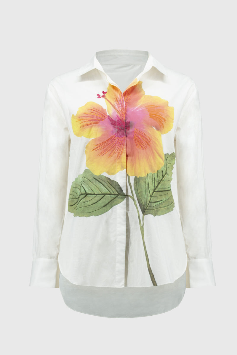 Joseph Ribkoff Embroidered Flower Blouse in White 251938