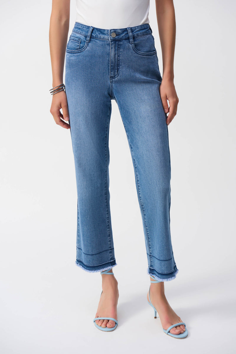 Joseph Ribkoff Crop Flare Jean in Vintage Blue Denim 251957