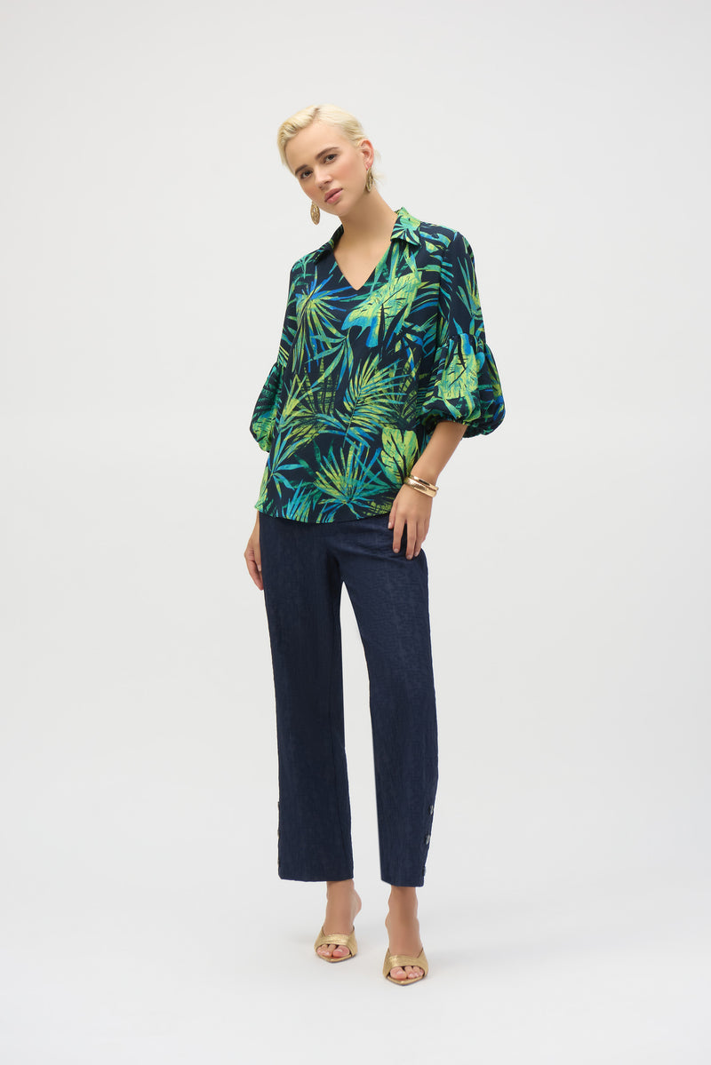 Joseph Ribkoff Tropical Top in Midnight Jungle 252073