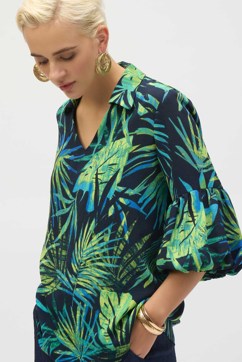 Joseph Ribkoff Tropical Top in Midnight Jungle 252073