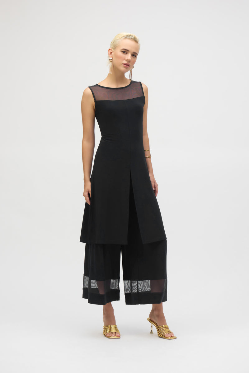 Joseph Ribkoff Mesh Culotte Pant in Black 252082