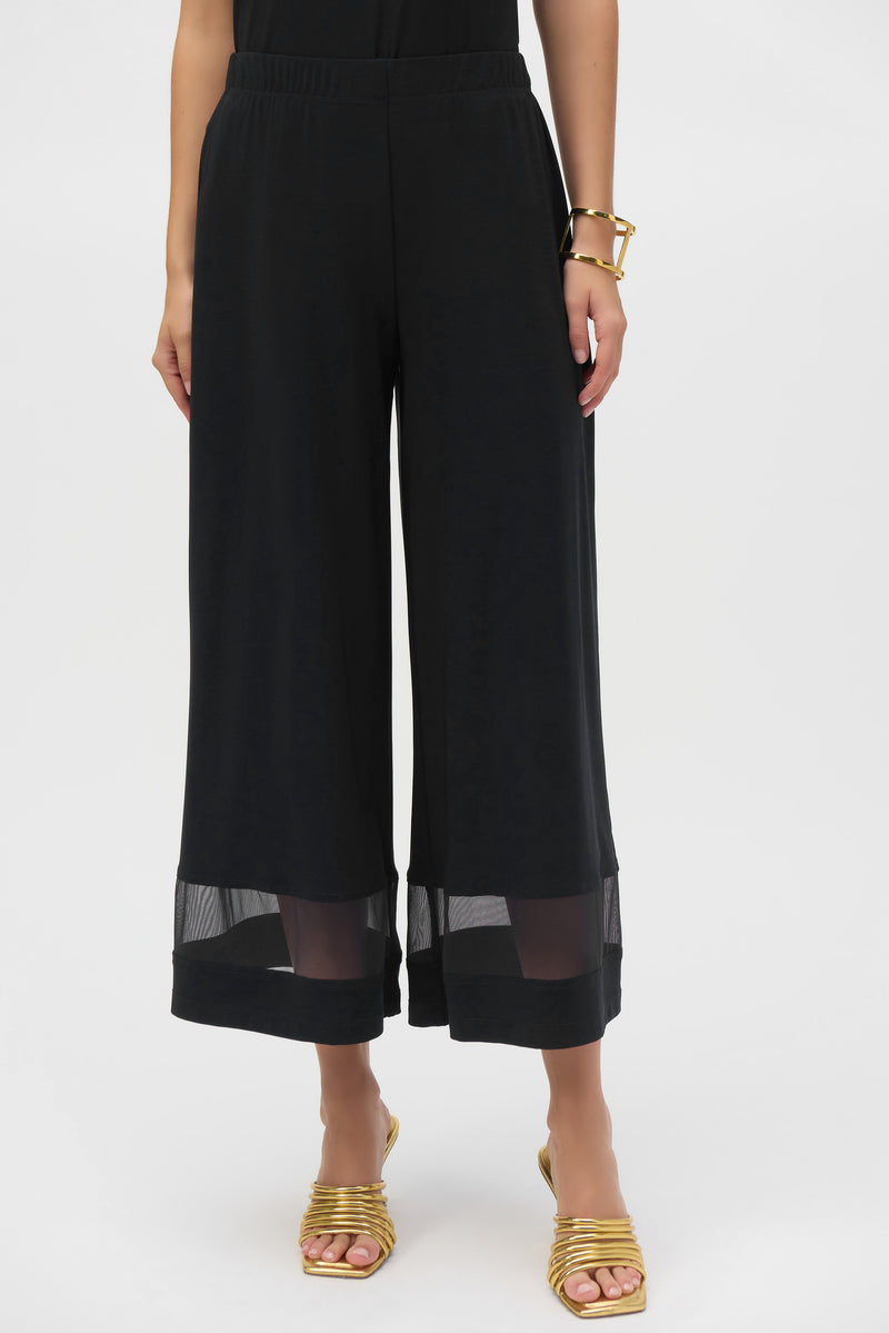 Joseph Ribkoff Mesh Culotte Pant in Black 252082