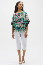 Joseph Ribkoff Chiffon Top in Black Tropics 252126