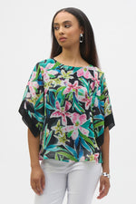 Joseph Ribkoff Chiffon Top in Black Tropics 252126