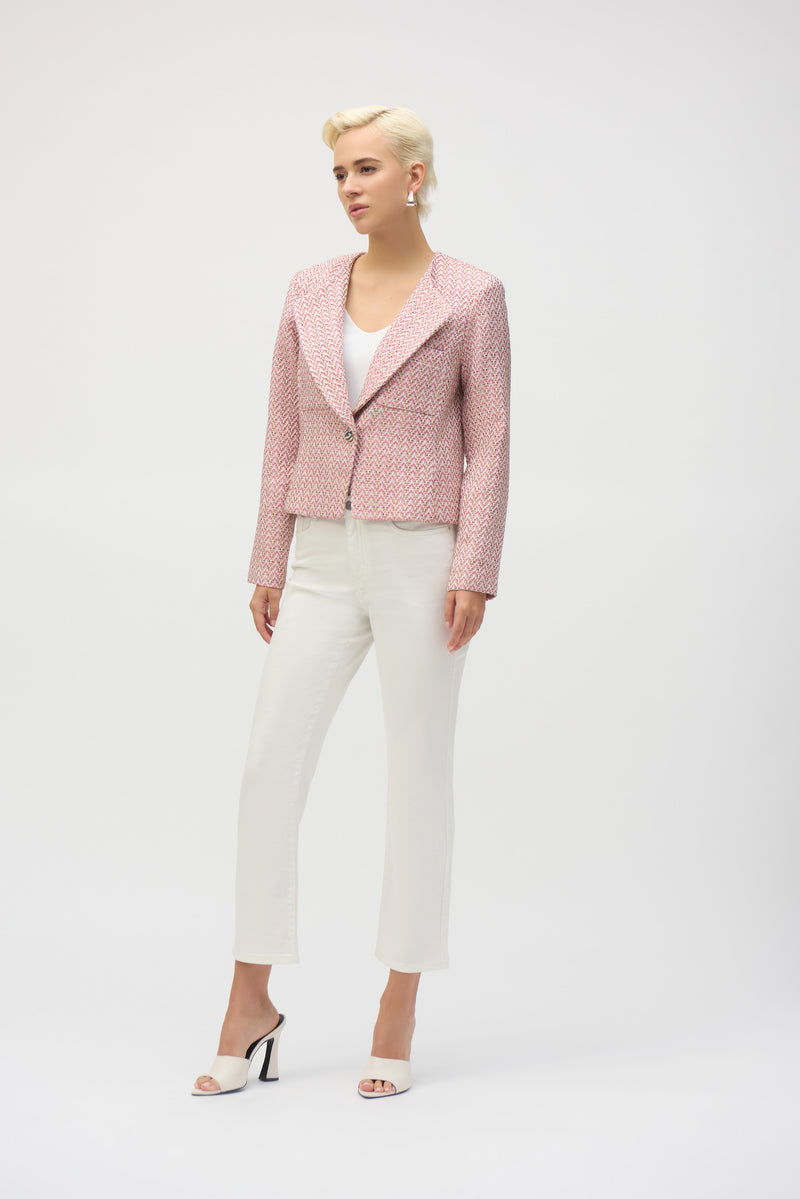 Joseph Ribkoff Boucle Woven Blazer in Pink Combo 252147