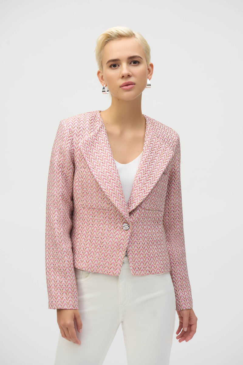 Joseph Ribkoff Boucle Woven Blazer in Pink Combo 252147