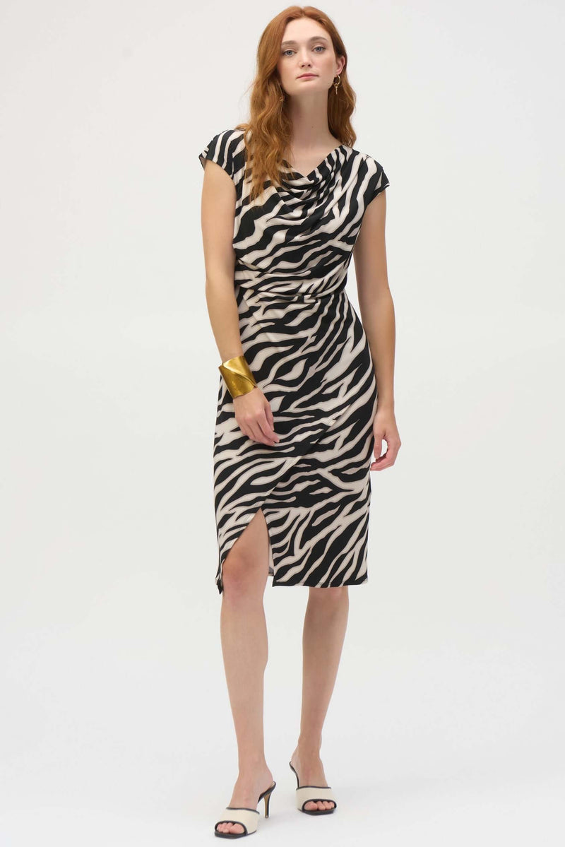 Joseph Ribkoff Animal Dress in Black Beige 252158