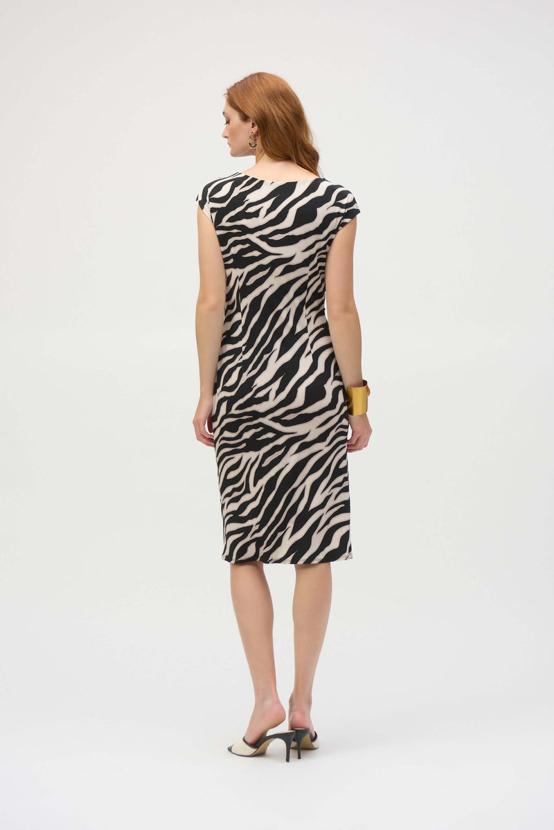 Joseph Ribkoff Animal Dress in Black Beige 252158