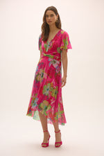 Signature by Joseph Ribkoff Crinkle Dress in Pink Floral 252707