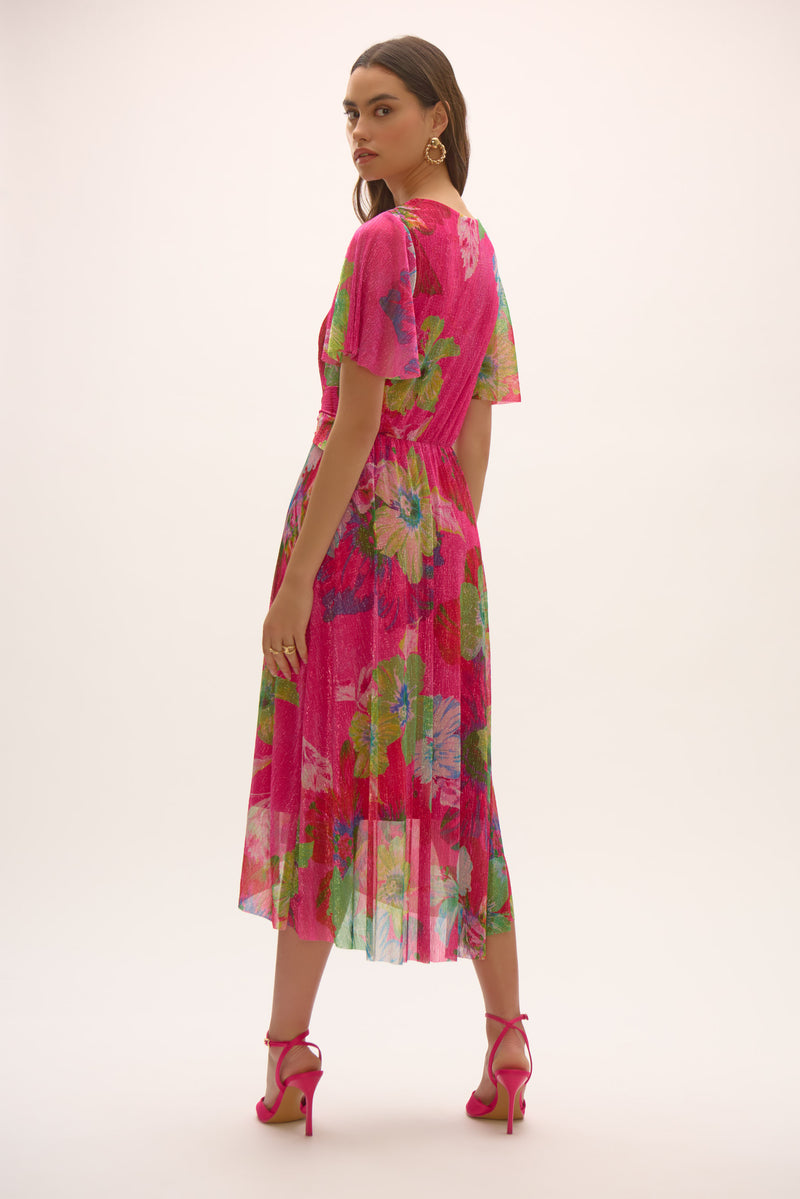 Signature by Joseph Ribkoff Crinkle Dress in Pink Floral 252707