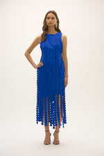 Signature by Joseph Ribkoff Circle Fringe Dress in Royal Sapphire 252712