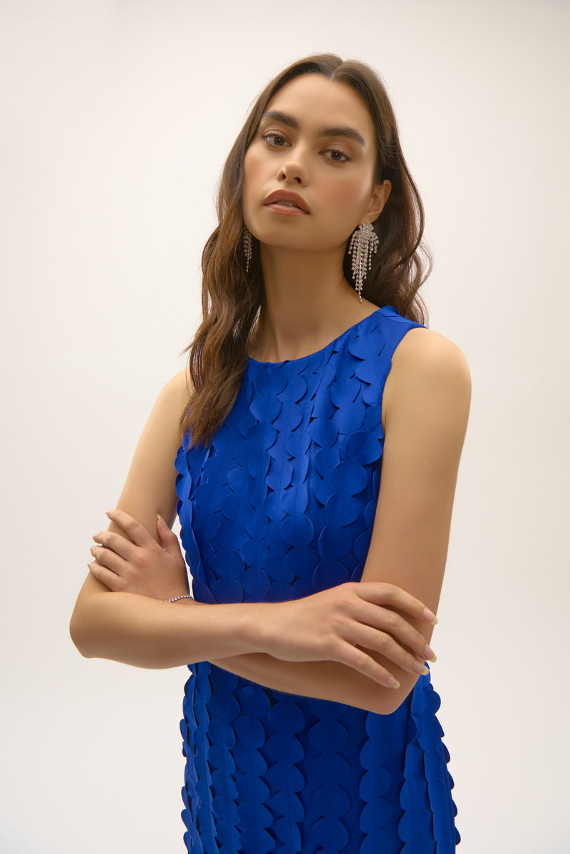 Signature by Joseph Ribkoff Circle Fringe Dress in Royal Sapphire 252712