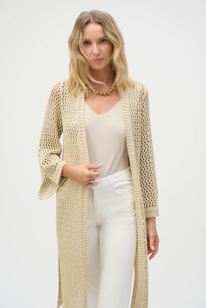 Joseph Ribkoff Metal Fibre Cardi in Gold 252904