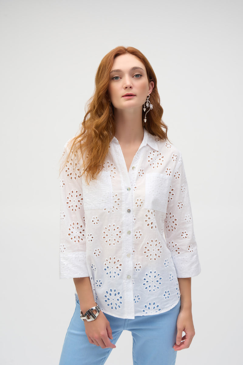 Joseph Ribkoff Eyelet Shirt in White 252928