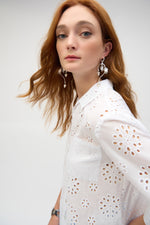 Joseph Ribkoff Eyelet Shirt in White 252928