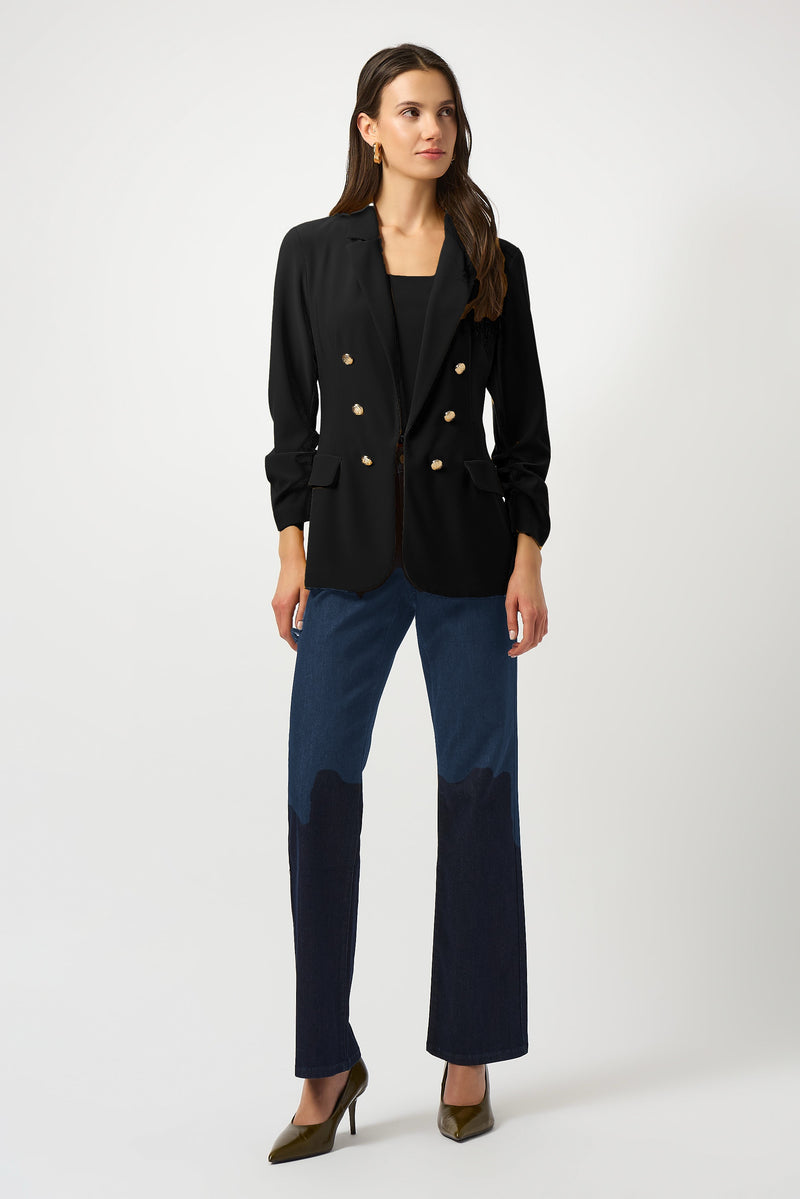 Joseph Ribkoff Rouched Sleeve Jacket in Black 253034