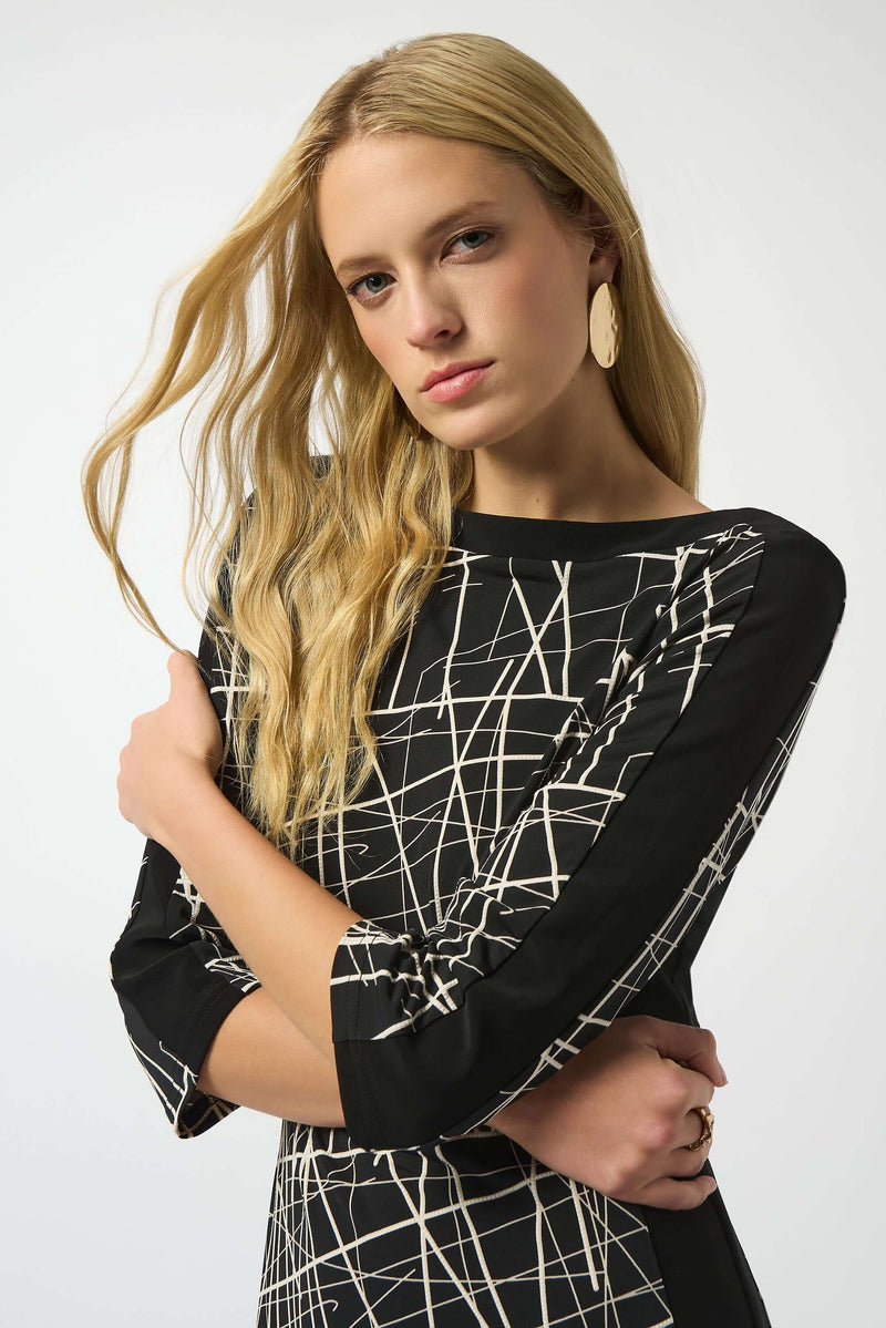 Joseph Ribkoff Abstract Dress in Black Moonstone 253093