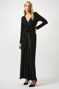 Joseph Ribkoff Leatherette Trim Jumpsuit in Black 253249