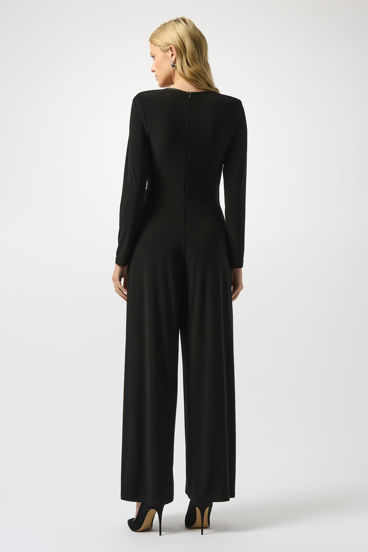 Joseph Ribkoff Leatherette Trim Jumpsuit in Black 253249