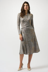 Joseph Ribkoff Fit & Flare Dress in Beige Gold Melange 253285