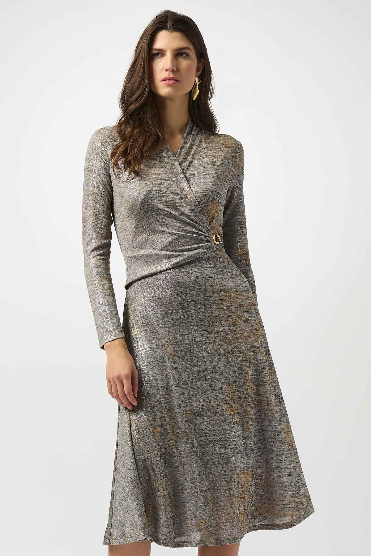 Joseph Ribkoff Fit & Flare Dress in Beige Gold Melange 253285