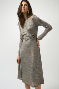 Joseph Ribkoff Fit & Flare Dress in Beige Gold Melange 253285
