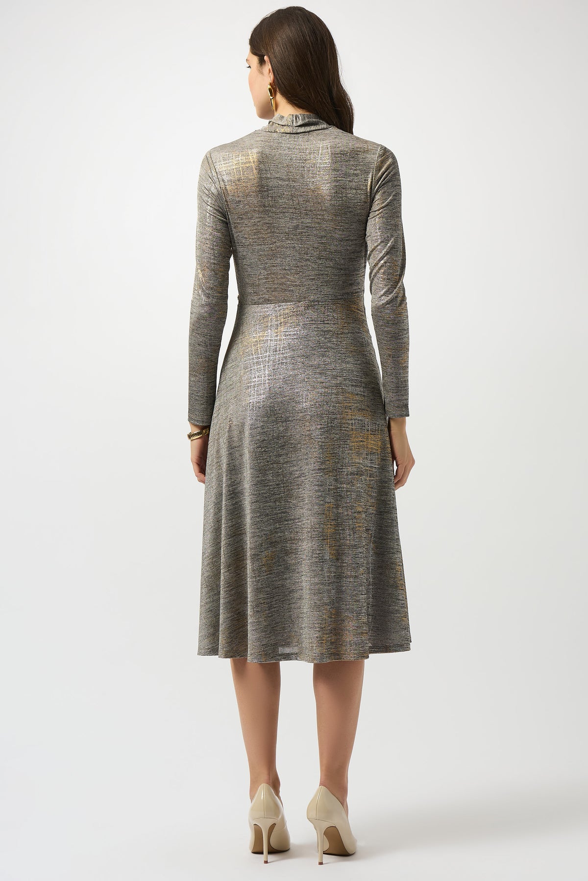 Joseph Ribkoff Fit & Flare Dress in Beige Gold Melange 253285