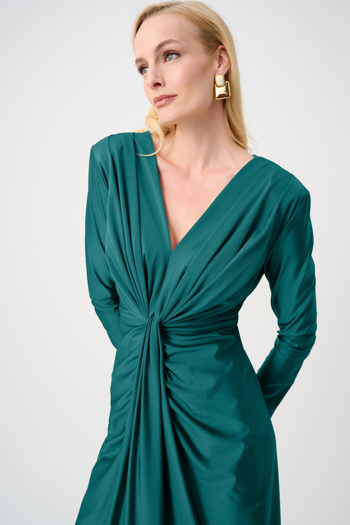 Signature by Joseph Ribkoff Dramatic Dress in Opulent Green 253714