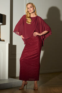 Signature by Joseph Ribkoff Cascade Gown in Merlot 253739
