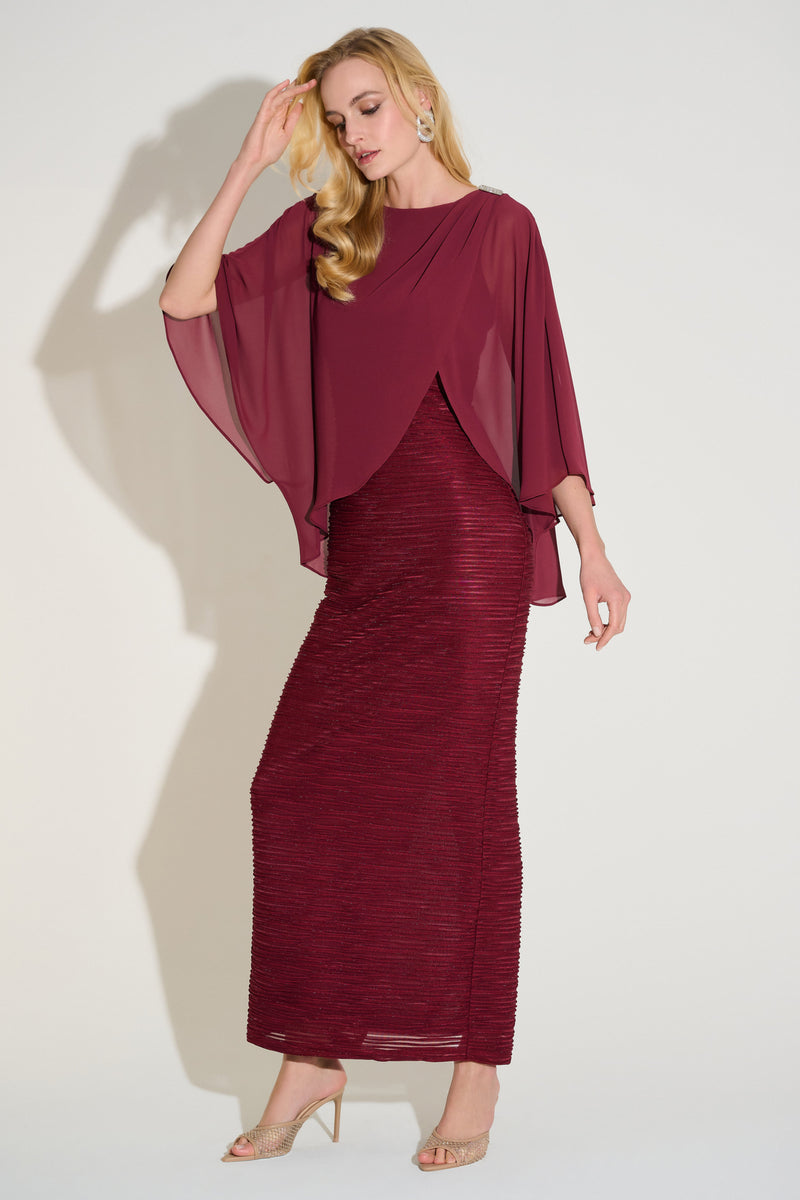 Signature by Joseph Ribkoff Cascade Gown in Merlot 253739
