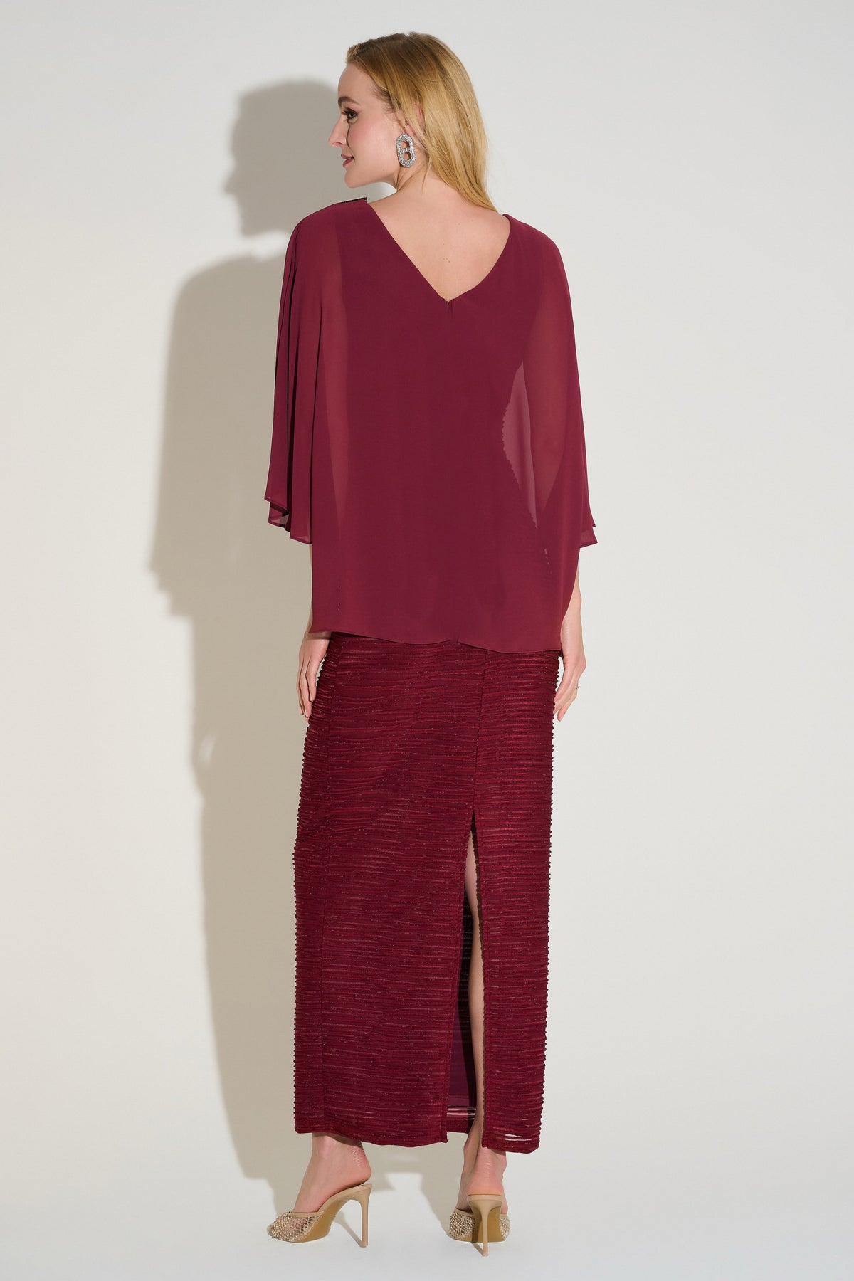 Signature by Joseph Ribkoff Cascade Gown in Merlot 253739