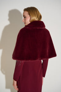 Signature by Joseph Ribkoff Faux Fur Cape in Merlot 253749