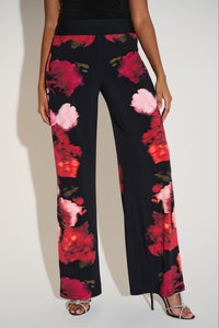 Signature by Joseph Ribkoff Floral Pant in Black Red 253767