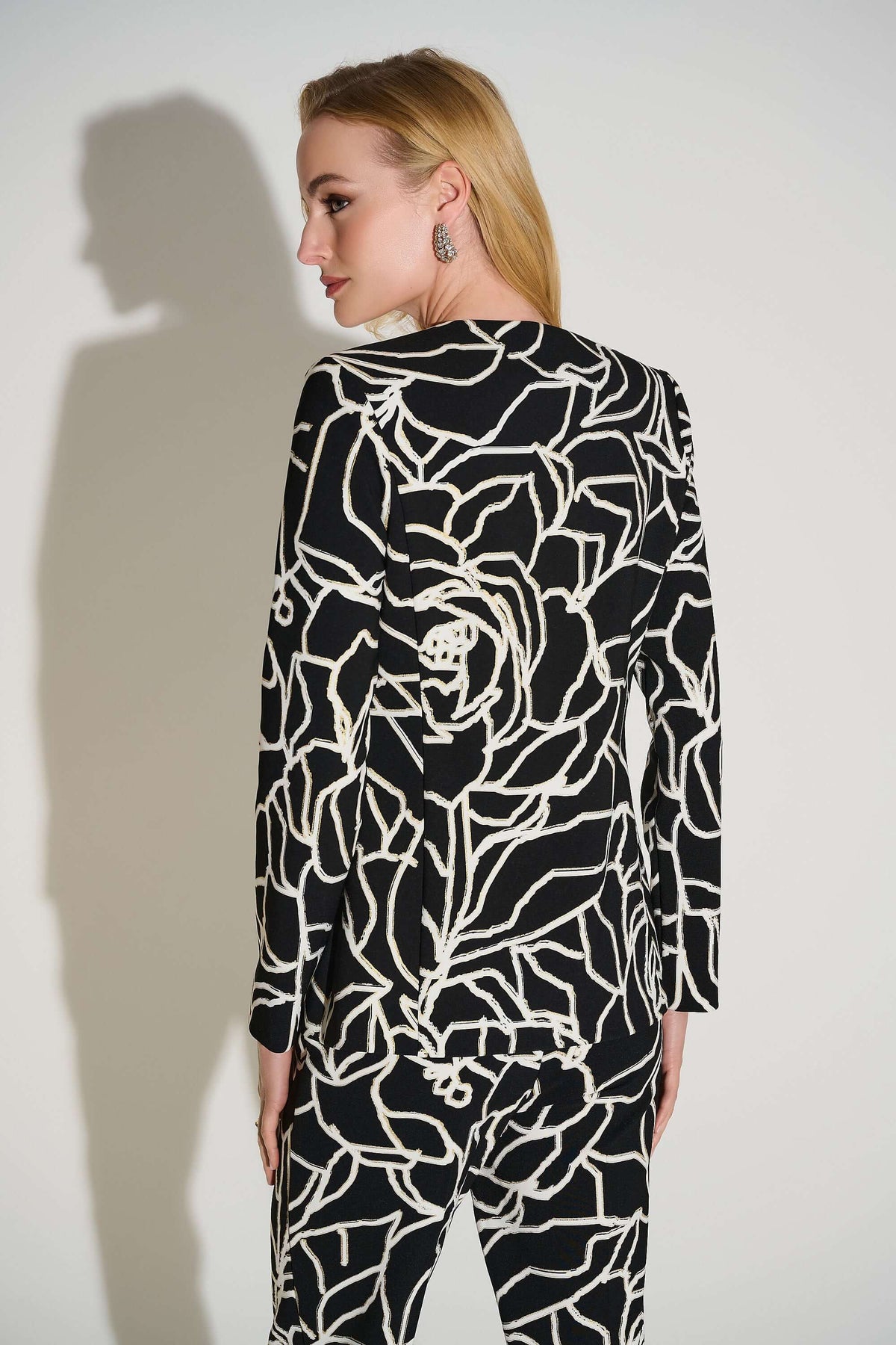 Signature by Joseph Ribkoff Gold Foil Jacket in Black Vanilla 253781