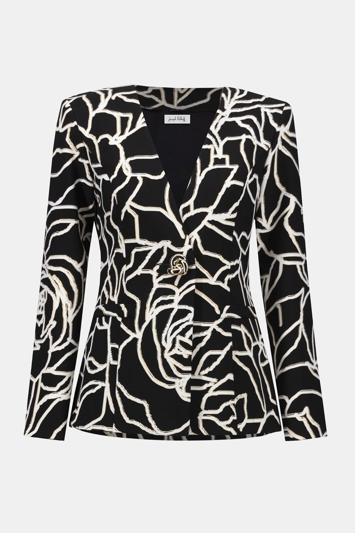 Signature by Joseph Ribkoff Gold Foil Jacket in Black Vanilla 253781