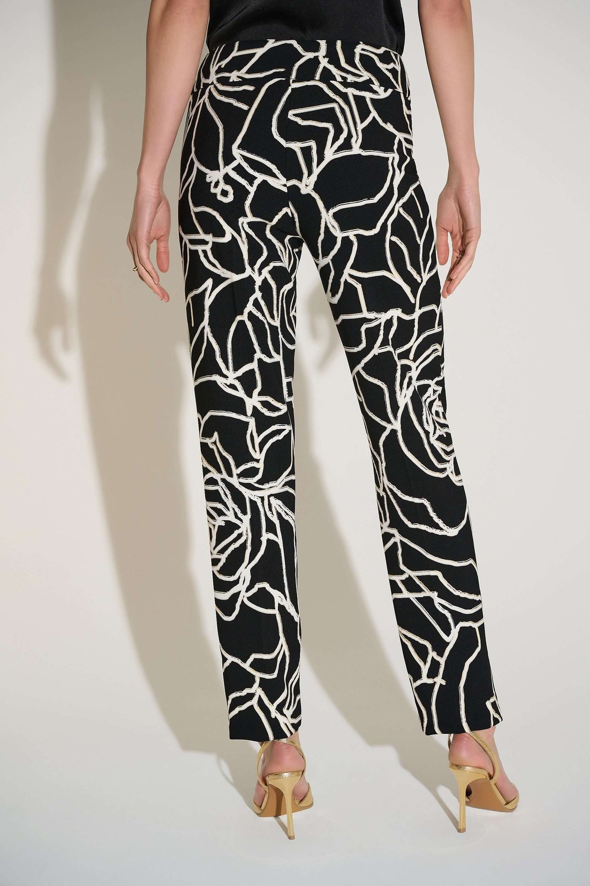 Signature by Joseph Ribkoff Gold Foil Pant in Black Vanilla 253784