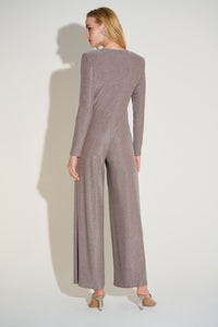 Signature by Joseph Ribkoff Dazzle Jumpsuit in Taupe Shimmer 253793