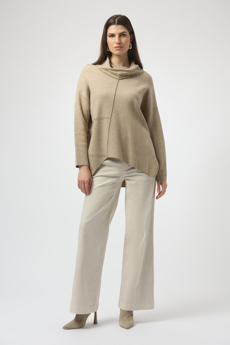 Joseph Ribkoff Asymmetrical Pullover in Oatmeal Melange 253913