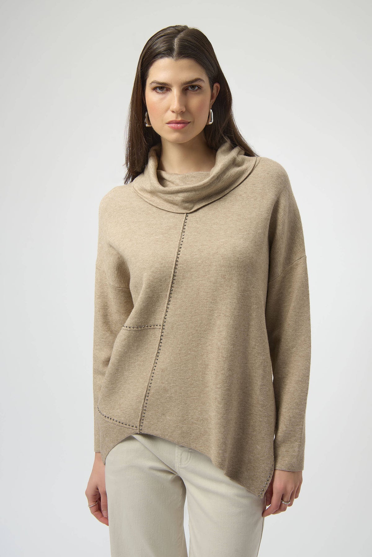 Joseph Ribkoff Asymmetrical Pullover in Oatmeal Melange 253913