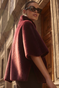 Signature Faux Fur Cape in Merlot 253924