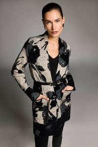 Joseph Ribkoff Jacquard Cardi in Black Champagne 253956
