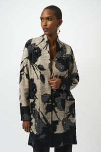 Joseph Ribkoff Jacquard Cardi in Black Champagne 253956